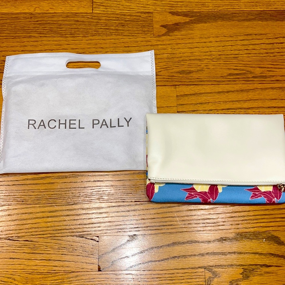 Rachel Pally creme and flower clutch, NWT. Tassel zipper